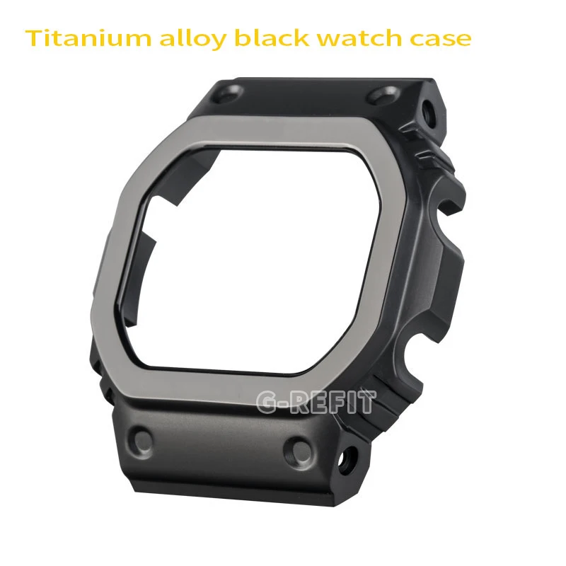 G-Refit 5TH Titanium alloy DW5600 G5600E GWM5610 GWB5600 Watchbands Bezel Strap Set Watchband Metal/Case black band With Tools