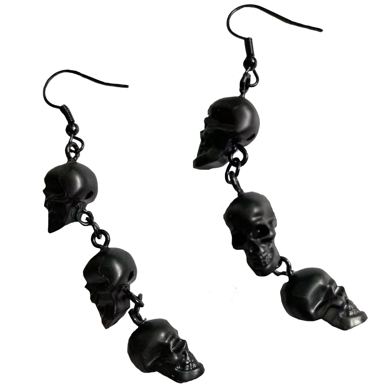 Gothic Punk Skull Earrings Light 3 Resin Skull Good Choice for Holiday Party