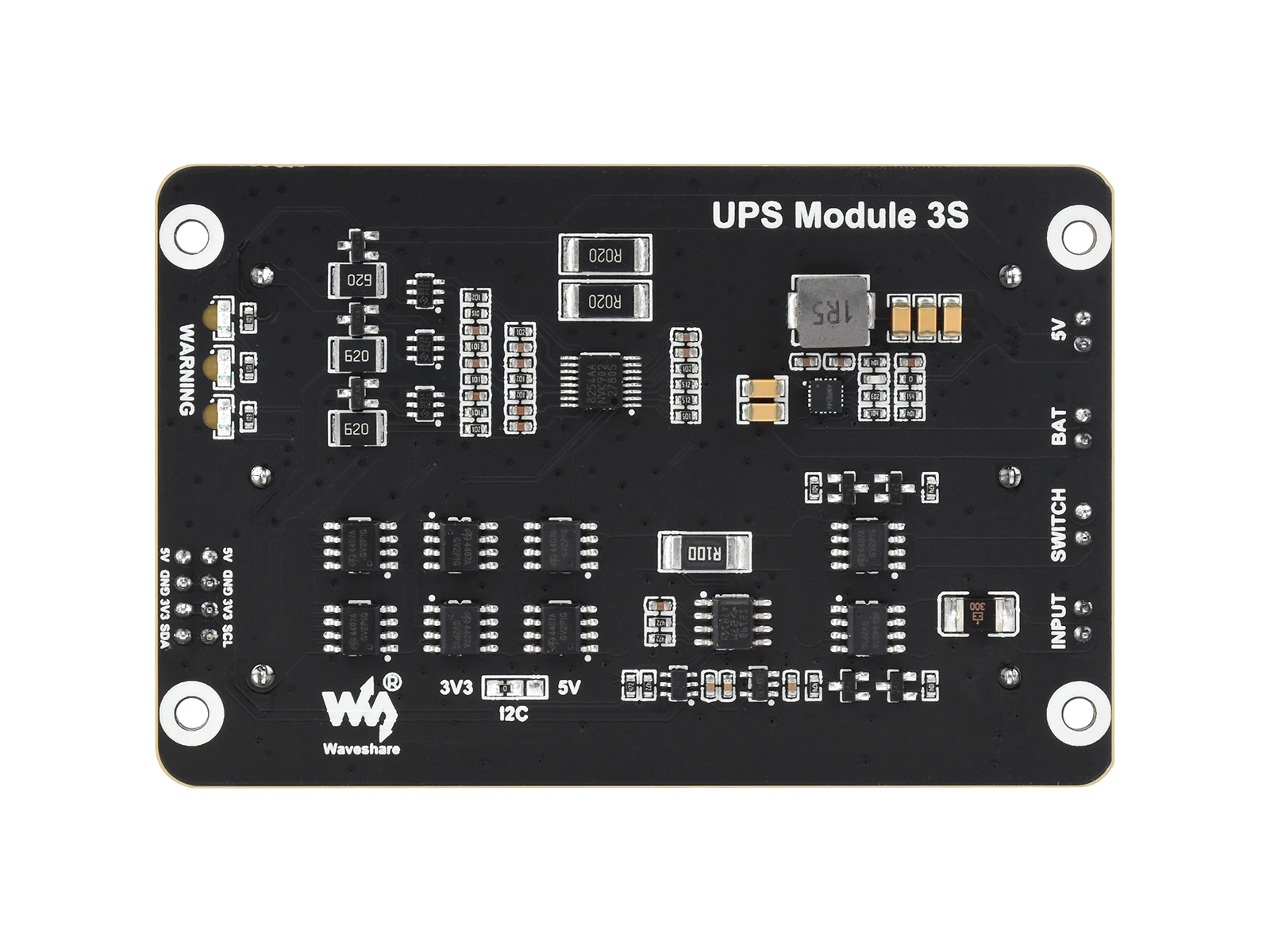 Waveshare 무정전 전원 공급 장치 모듈, 충전 및 전원 출력 동시에 지원, 3S 및 5V 5A 출력, I2C