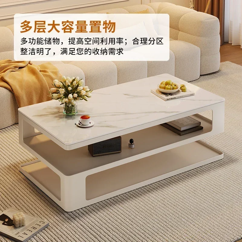 Cream wind rock board coffee table living room household small apartment modern light luxury creative