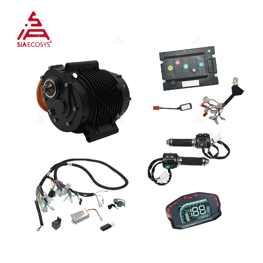 SiAECOSYS SIAXDJ138A-80 3500W Mid Drive Motor 13000W Peak with SIA-CJ72590 72V Programmable Controller Electric Motorcycle Kit