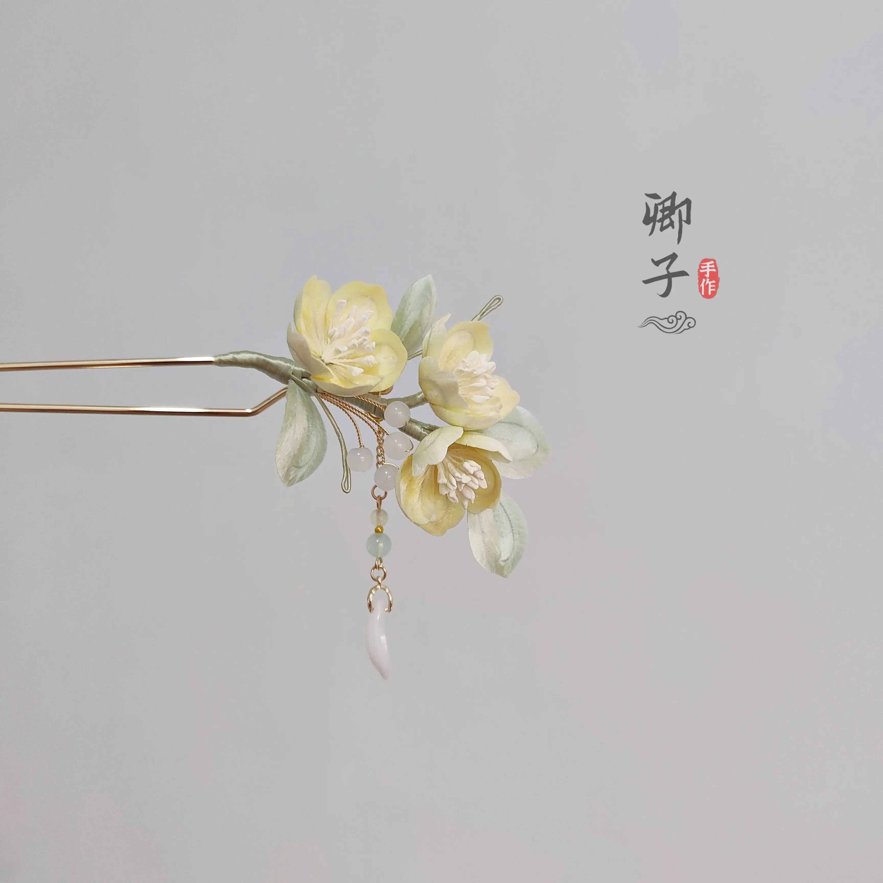 Original Handmade Velvet Flower Hair Stick, Tassel Floral Hairpin, Versatile Daily Hanfu & Qipao Hair Accessory