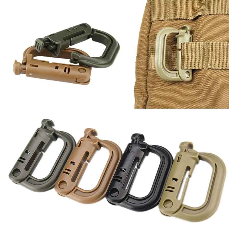 Grimloc Molle Carabiner D Locking Ring ، نوع مشبك مشبك بلاستيكي ، قفل سلسلة المفاتيح ، مشبك الحقيبة ، 5 من Grimloc