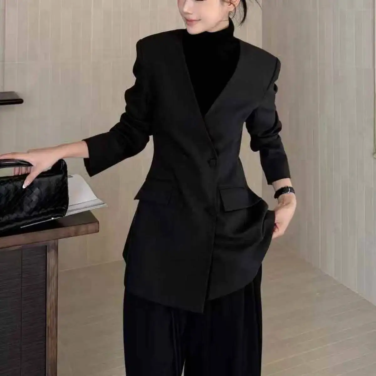 BJTZ Fashion Solid Color Double Breasted Blazer Jacket For Woman 2025 Spring Autumn New Long Sleeve Versatile Female Outwear