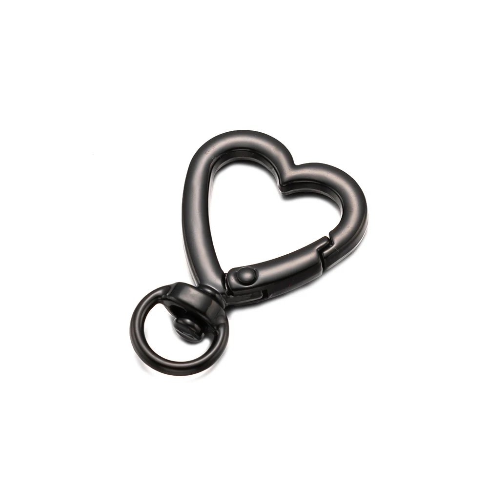 5pcs Colorful Heart Shape Metal Spring Clasp Hooks Carabiner Key Rings Connectors For DIY Keychains Jewelry Making Accessories