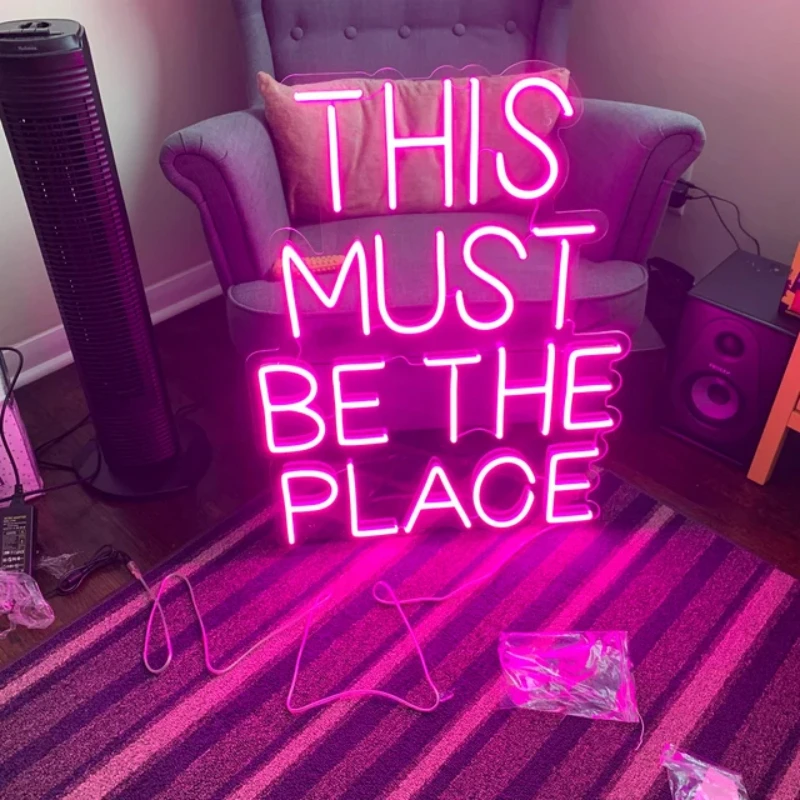 OHANEE This Must Be The Place Neon Signs,Home Decor Neon Lights Signs for Living Room Bedroom