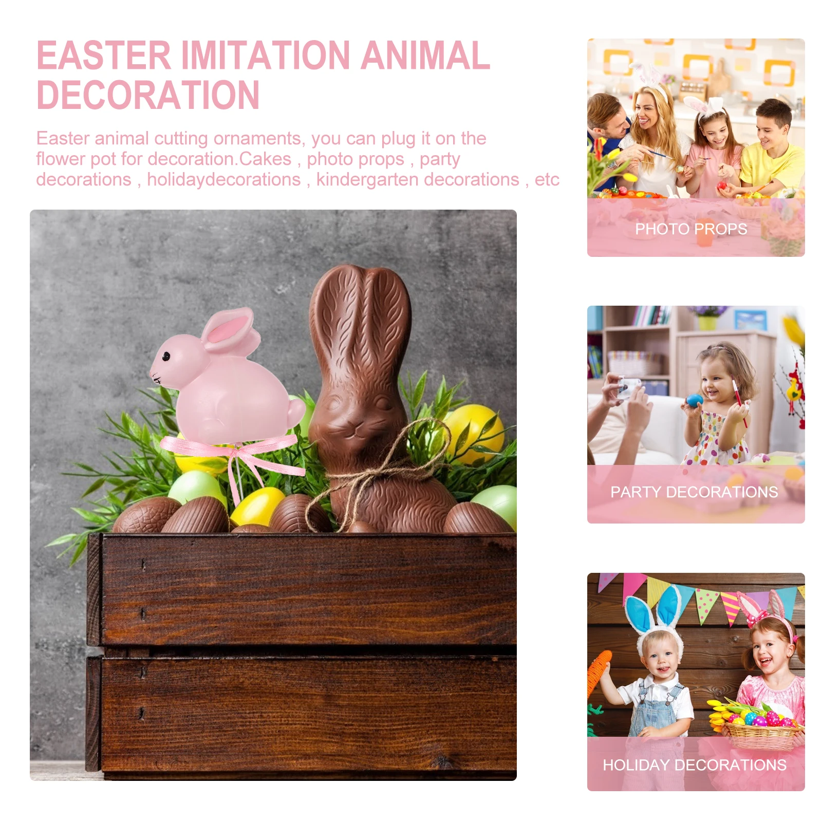 

6pcs Colorful Easter Animal Figurines Simulation Animal Decoration Festival Ornaments Flower Pot Friendly Creative