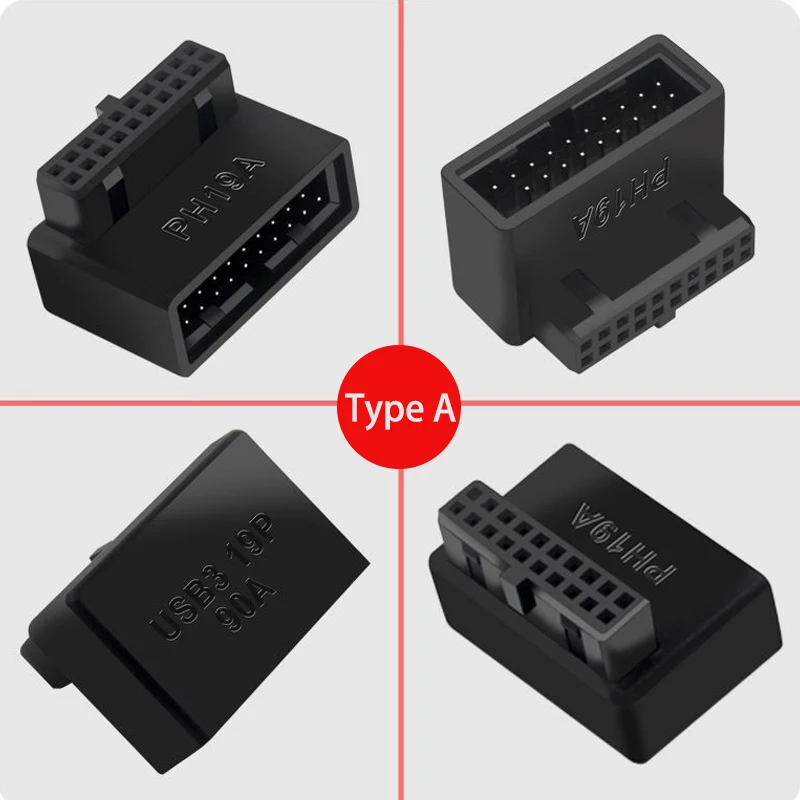 Computer Motherboard Header Adapter Connector USB 3.0 19Pin / 20Pin 90 Degree Desktop Converter Desktop Computer Accessories