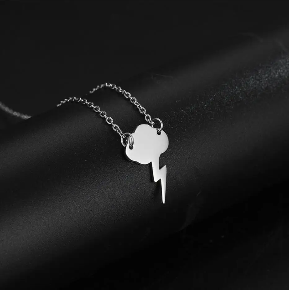 1PC Stainless Steel Necklaces Cloud Lightning Weather Pendant Chain Charm Fashion Necklace For Women Jewelry Party F1538