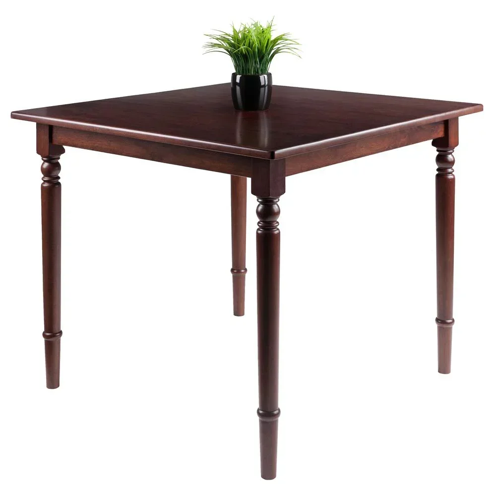 Wood Mornay Square Dining Table, Walnut Finish，Durable and Strong，38.95 Lb，35.91 X 35.91 X 30.08 Inches