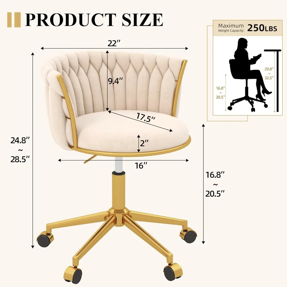كرسي مكتب دوار مريح مع ارتفاع قابل للتعديل، كرسي بذراعين منزلي مريح يتميز بدعم الظهر المنسوج #2