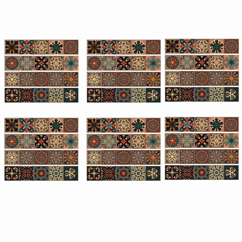 

120 Pcs 3D Multi Moroccan Self-Adhesive Bathroom Kitchen Wall Stair Tile Sticker