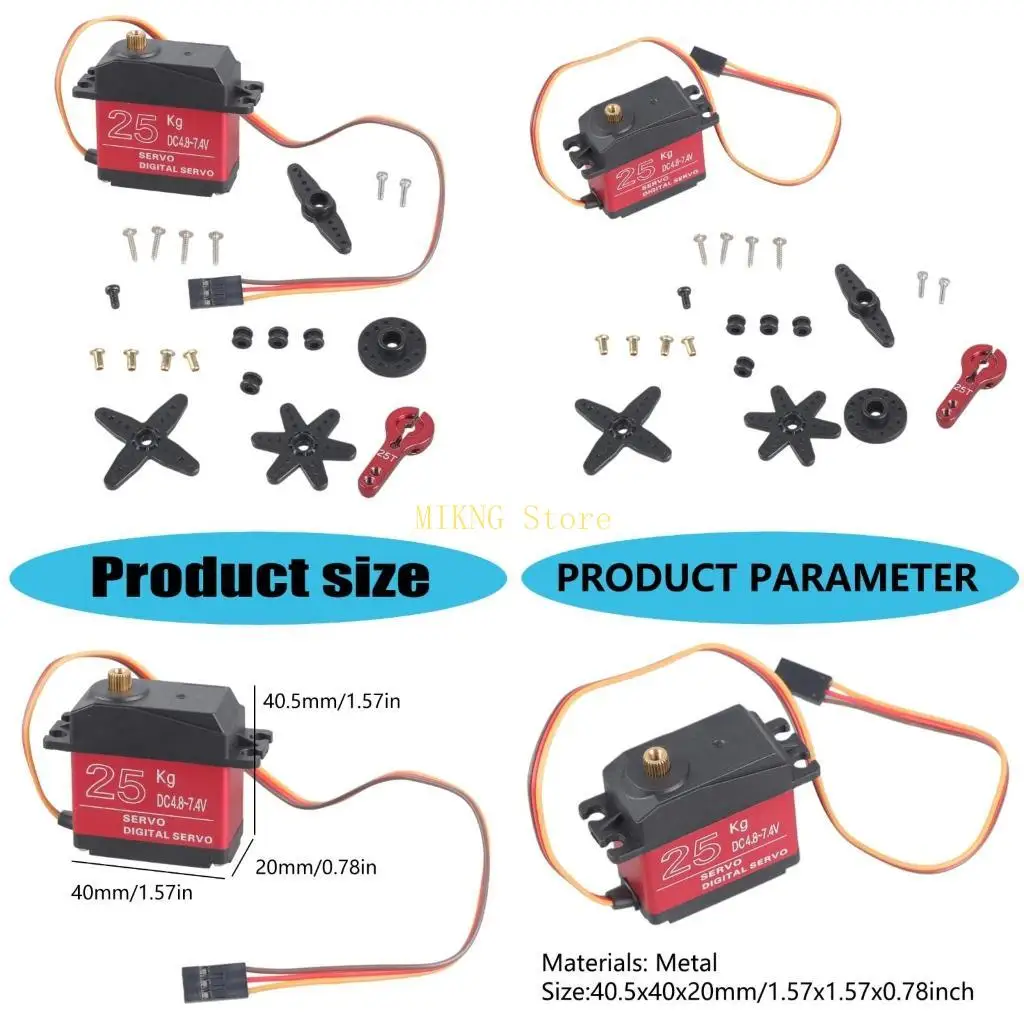 

DS3225 Обновление высокого крутящего момента 25 кг цифрового сервотаточного водонепроницаемого металлического снаряжения для