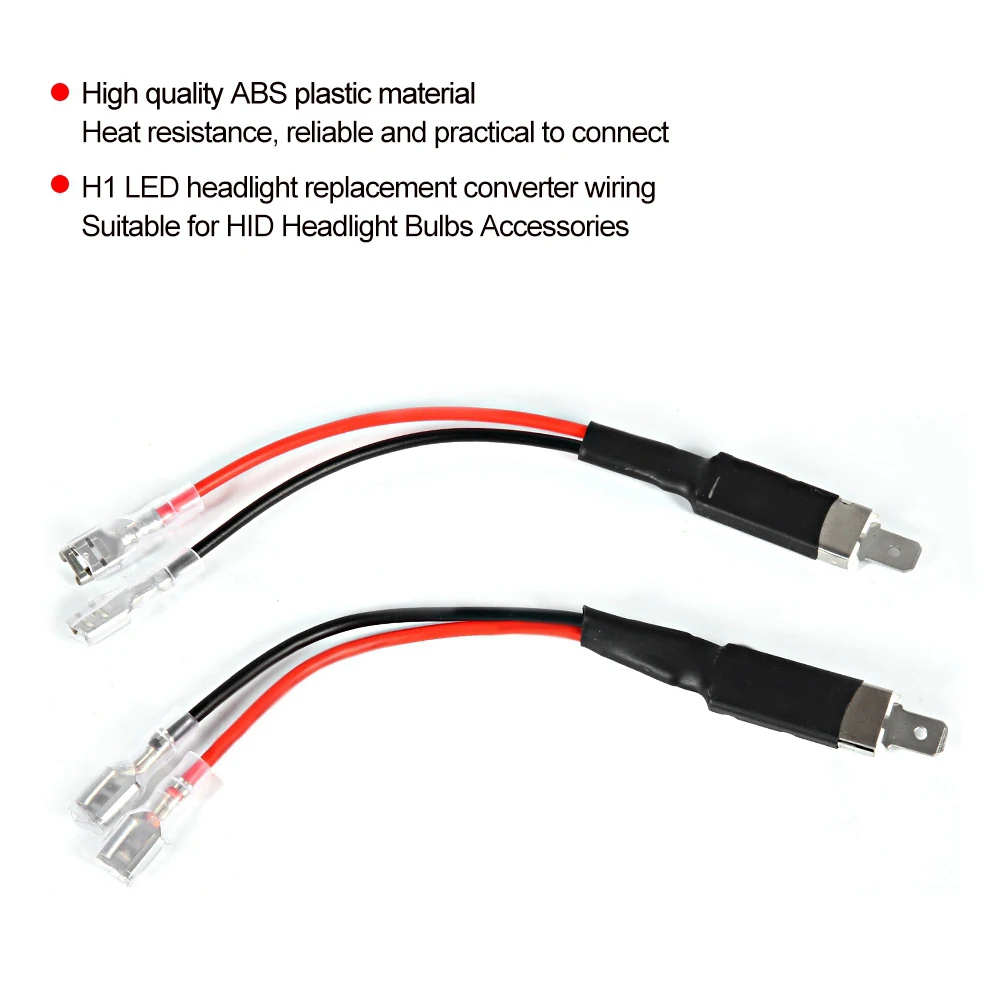 2pcs Conversion Wire for LED Headlight H1 LED Single Conversion Wiring Connector Cable Holder Adapter for LED Headlight Bulbs