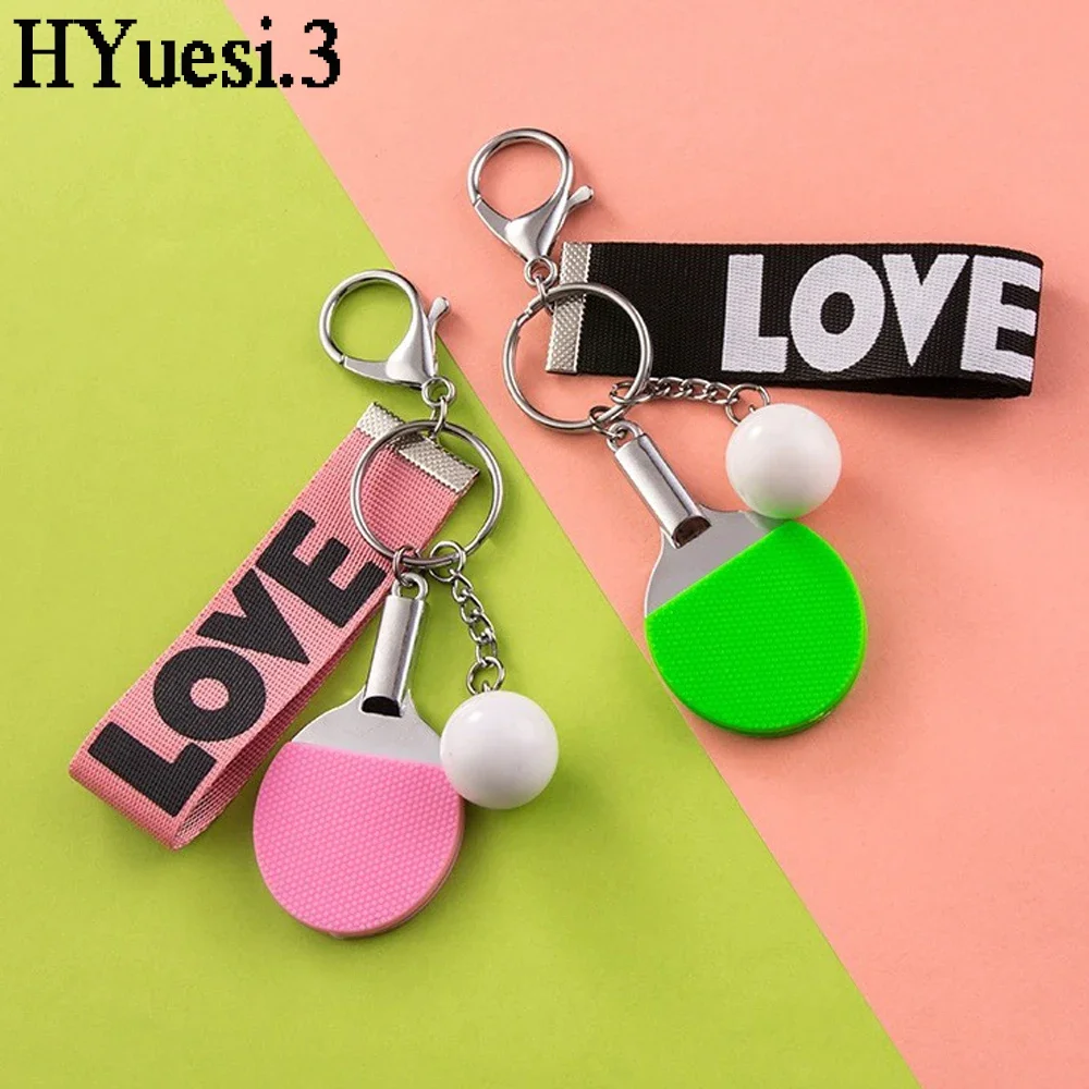 Sports Badminton Keychain Mini Metal Tennis Ball Racket Pendant With Keyring Love Wrist Strap Birthday Christmas Gift For Kids