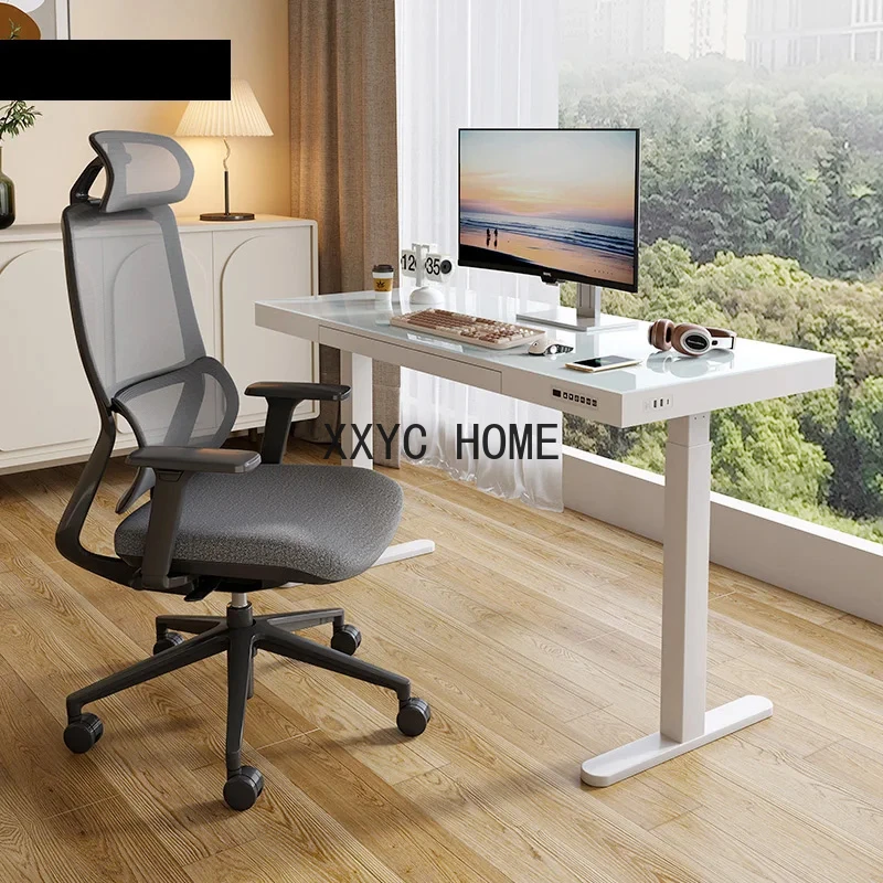 Electric Lifting Table Home Workbench Computer Desk Desk Study Table Office Desk Tempered Glass Gaming Table