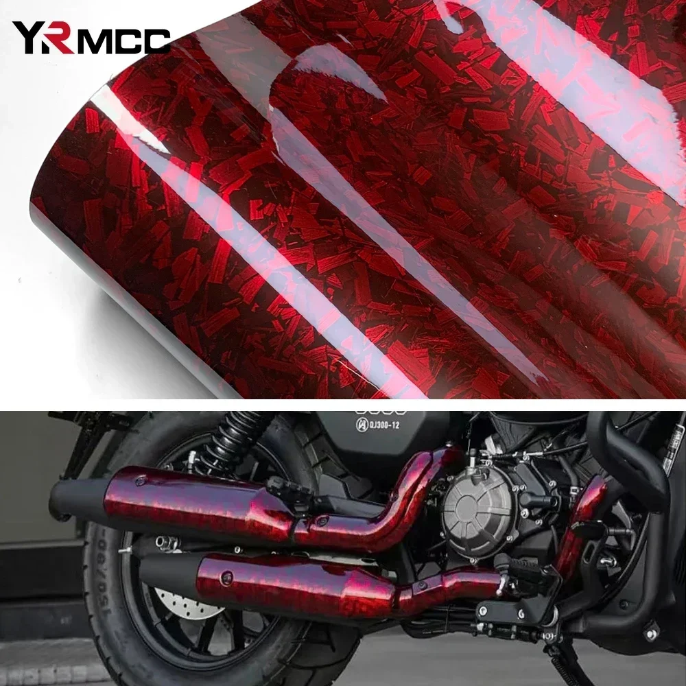 

Forged Car Stickers Glossy Red Carbon Fiber Car Body Film Air-release Vinyl Wrap Films Self Adhesive Stickers Auto Accessories