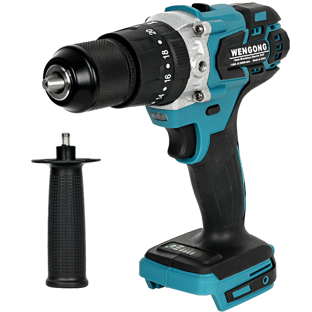 brushless electric cordless impact drill martelo eletrico chave de fenda drillable ice power tool 18v 13 mm 120n m 01