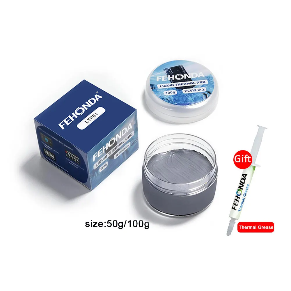Fehonda LTP81 18W/Mk Liquid Thermal Pad 12g 50g 100g Fast Heat Conduction Silicone Thermal Pad Thermal Putty For Pc Vga Gpu Cpu