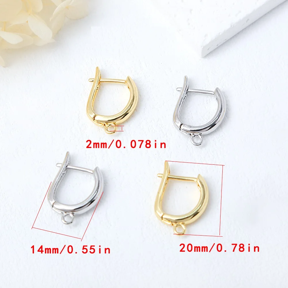 4Pcs Brass Leverback Ear Ring Hooks,Huggie Earring Findings with Hanging Loop, Ear Wire Connector Clasps for DIY Jewelry Making
