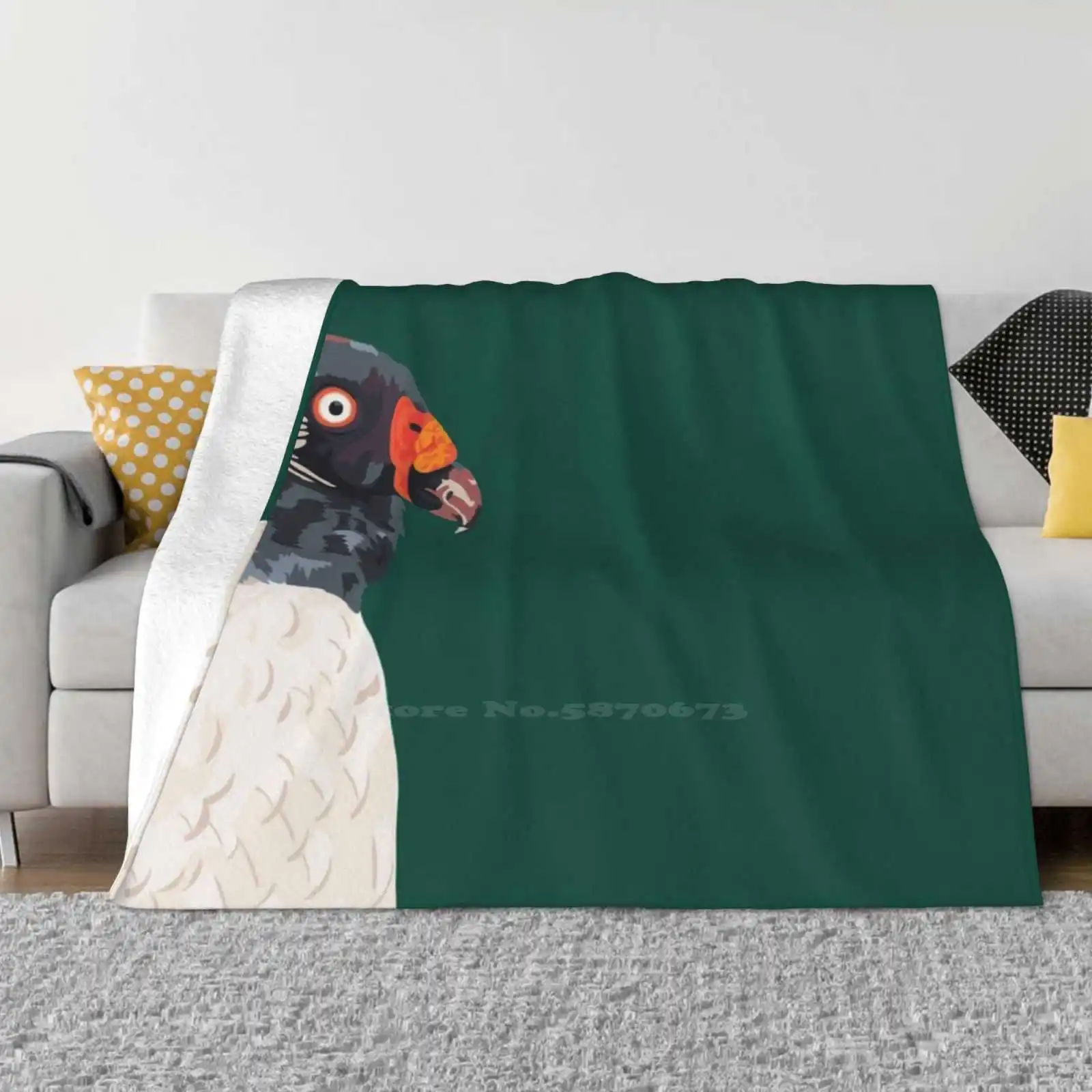 King Vulture Portrait Fashion Soft Warm Throw Blanket King Vulture Zookeeper Geocreate Bird Raptor Simple Ornithology Animal