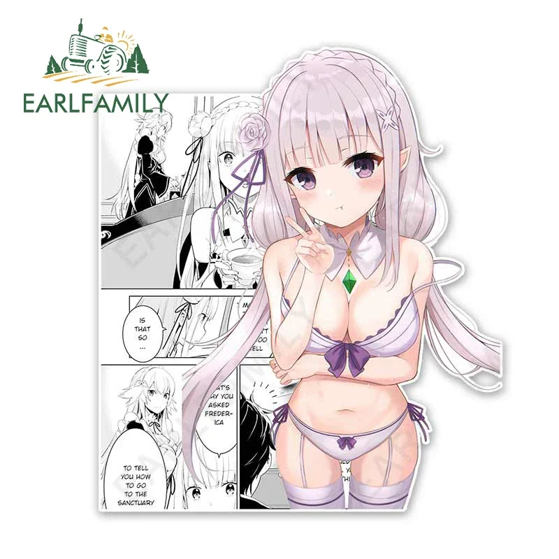 EARLFAMILY 13 سنتيمتر X 11.3 سنتيمتر ل إميليا أنيمي واقية من الشمس ملصقات السيارات دراجة نارية ويندوز Campervan ملصق مائي مقاوم للماء ويندوز الشارات