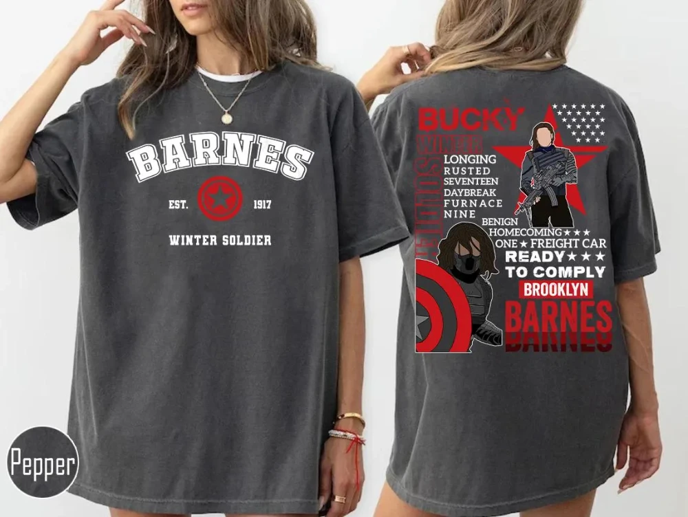 

Barnes 1917 Winter Warrior Shirt Avengers Shirt Superhero T-shirt Unisex Couple's Pure Cotton All-Season Streetwear