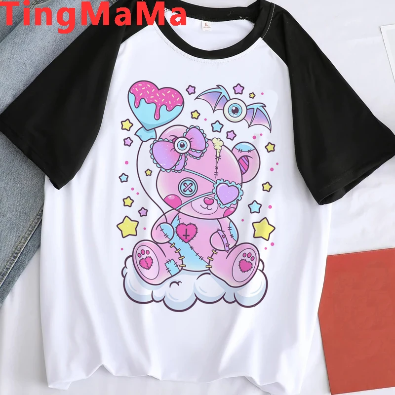 Harajuku Y2k Pastel Goth T Shirt Men Women Kawaii Cartoon Gothic Clothes Shirt Unisex Graphic Tees Female Hip Hop T-shirt Male