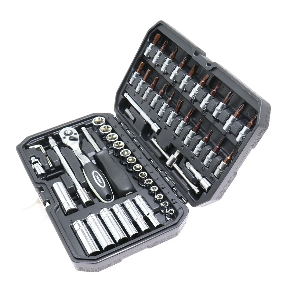 Chrome Vanadium Steel Socket Tool Kit Repair 53 Pcs Ratchet Quick Spanner Repair Car Multifunctional Small Socket Set