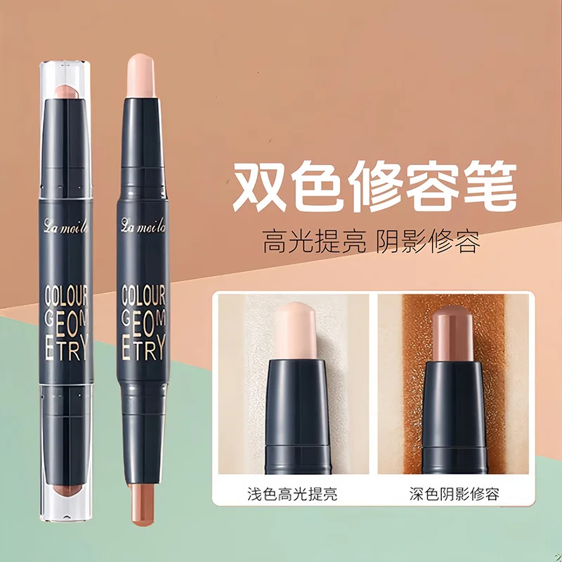 @Bastoncino contorno a doppia estremità per scolpire il viso naturale, facile miscelazione, ragazza pigra, deve avere un trucco essenziale