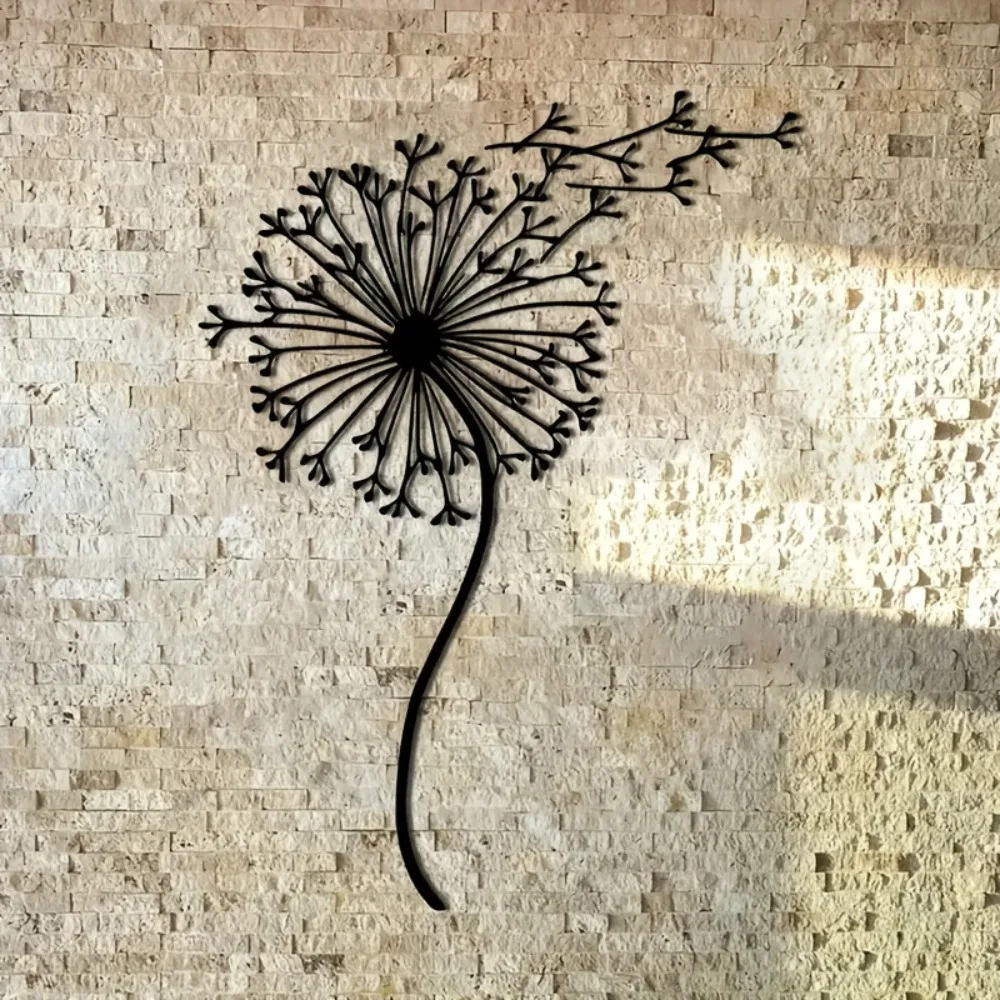 CIFBUY Dandelion Metal Wall Art Iron Sculpture Mural Plaque For Home Garden Balcony Decor