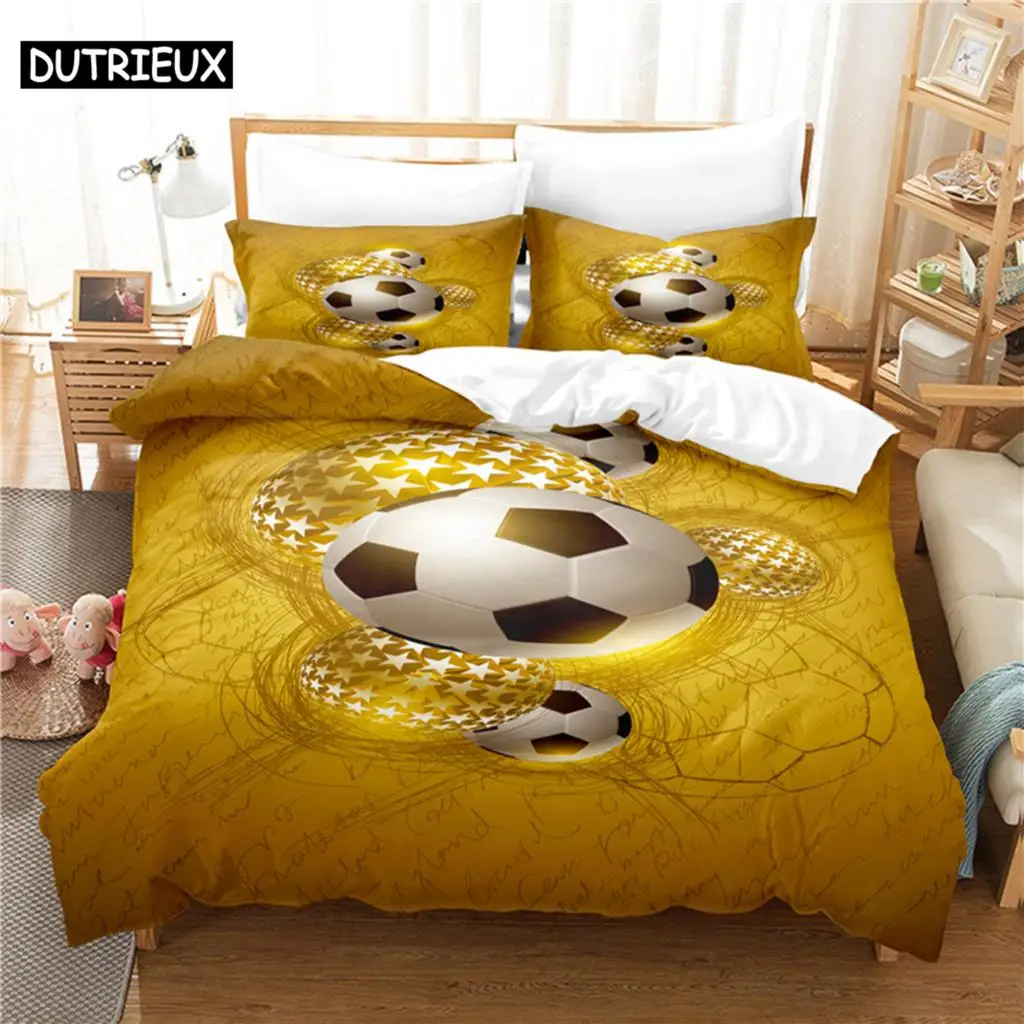 

3D Digital Printing Fashion Design Football Bedding Set, Queen Size Duvet Cover Set