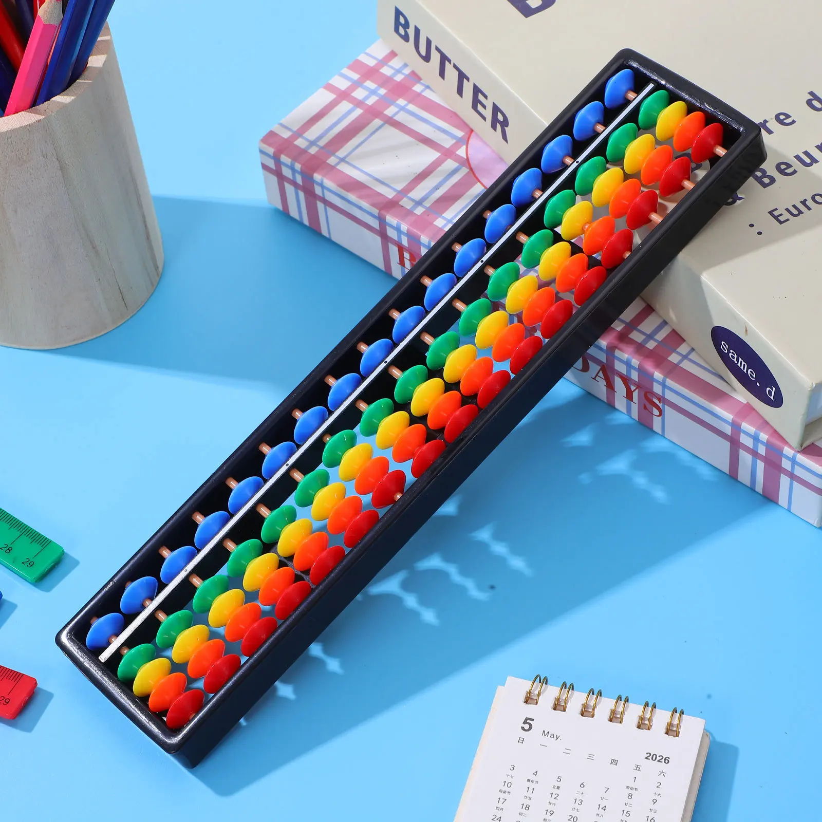 1pc 17 Digits Rods Colorful Plastic Abacus For Math Learning Brain Development Mental Calculation Educational