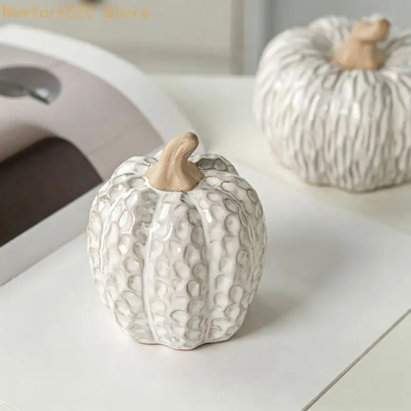 Pumpkin Small Model Lovely Table Decorative Figurines Ceramic Texture Suitable for Office Living Room Bedroom N84C