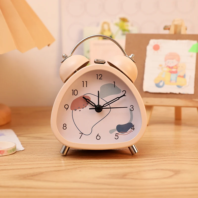 3.5 inch Small Size Cute Simple Fashion Metal Clock Mute Night Light Children Morning Wake Up Bedroom Desktop Deco Alarm O'clock