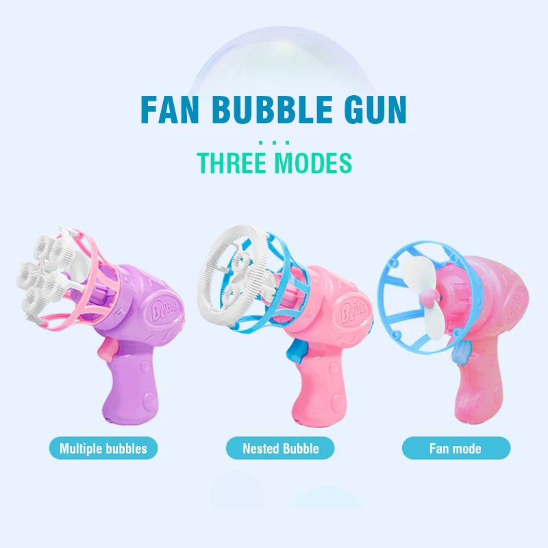 Bubble Gun Toys Soap Bubbles Blowing Machine Electric Portable Gun Shape with Fan Automatic Blowing Toys for Boys Girls Gift