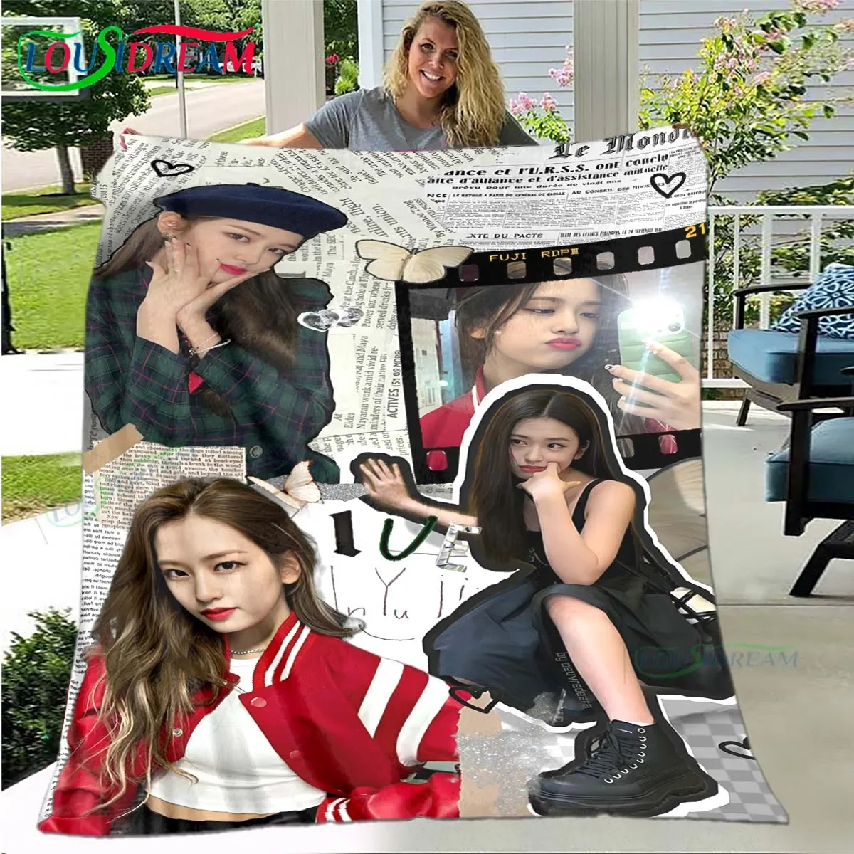 Korean Pop  Girl Y-Yujin One Soft Blanket Sports Living Room Bedroom Sofa Bed Blanket  Gift Travel Office Lunch Break Blanket