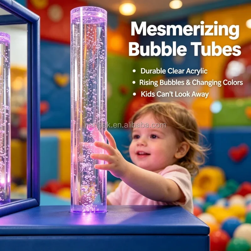 Sensory Bubble Tube Mirror Station | Soft Play Sensory Equipment Calming InteractiveToy for Kids Sensory Room Play Cafe Mall