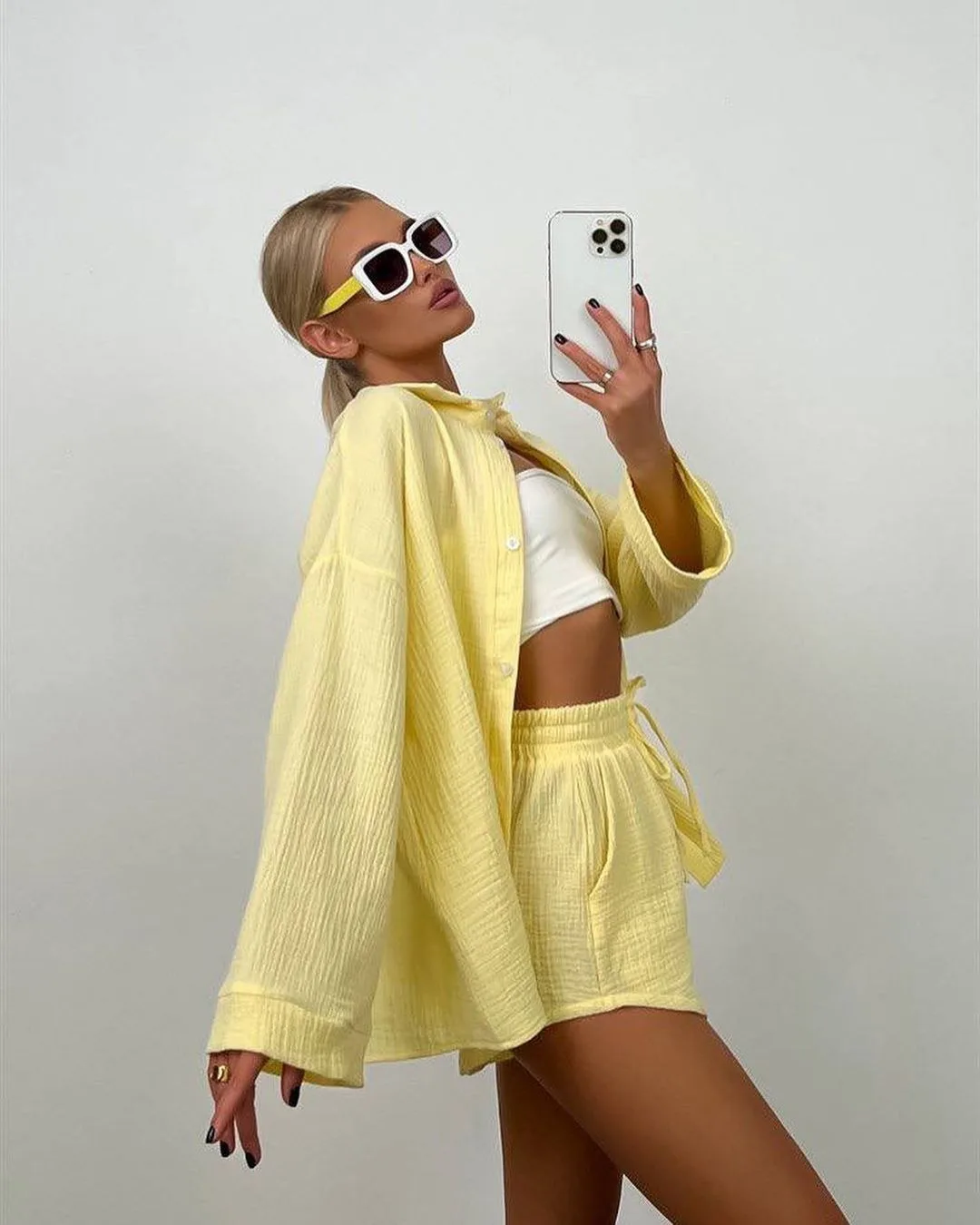 

Solid Color Casual Loose Short Pants Sets For Women Elegant Summer Women's Two Pieces Suit Full Set Female Outfit Clothes
