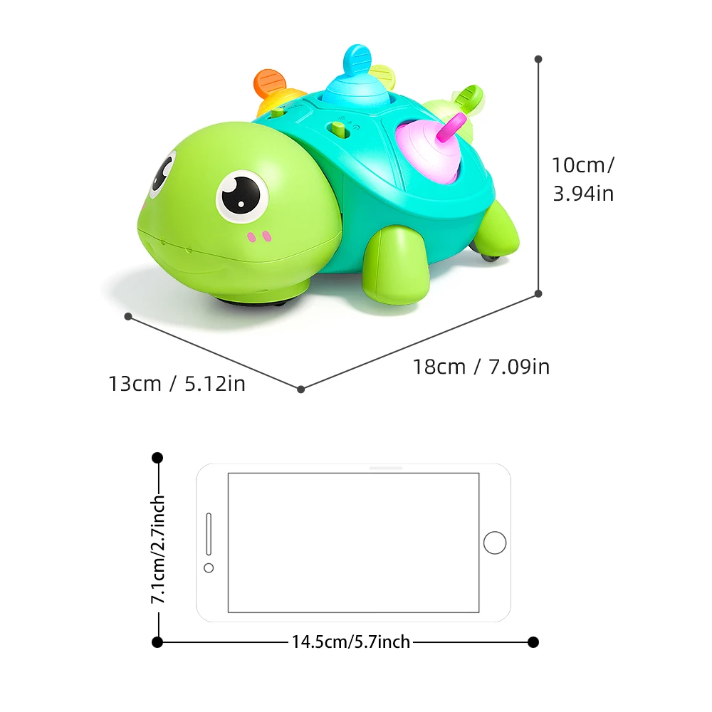 Baby Musical Turtle Crawling Toy, Interactive Light & Sound Sensory Toy, Tummy Time Fine Motor Skill Toy