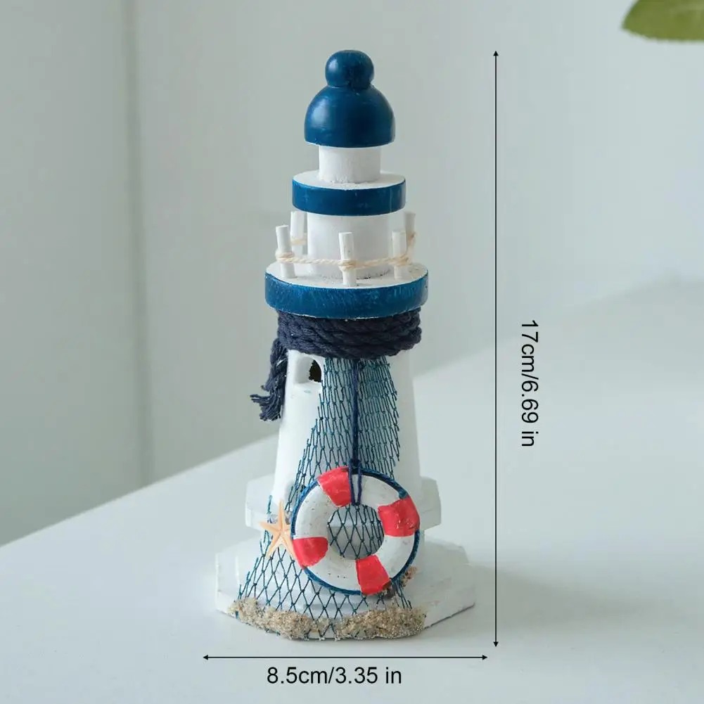 Retro Coastal Style Accessory Handmade Rustic Wooden Lighthouse Ornament Coastal Table Centerpiece Decoration Ocean Theme Party view 3