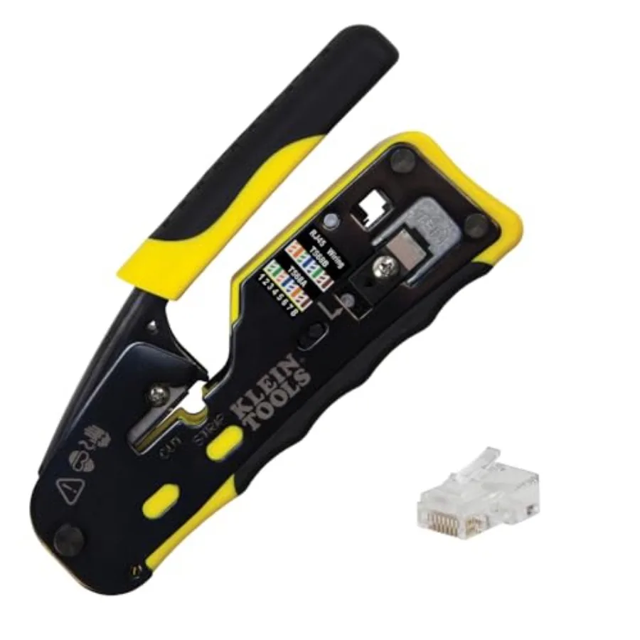 

Tools 80024 Ratcheting Data Cable and RJ45 Crimp Tool with CAT6 Plug 50-Pack Pass Thru Installation Tool Kit