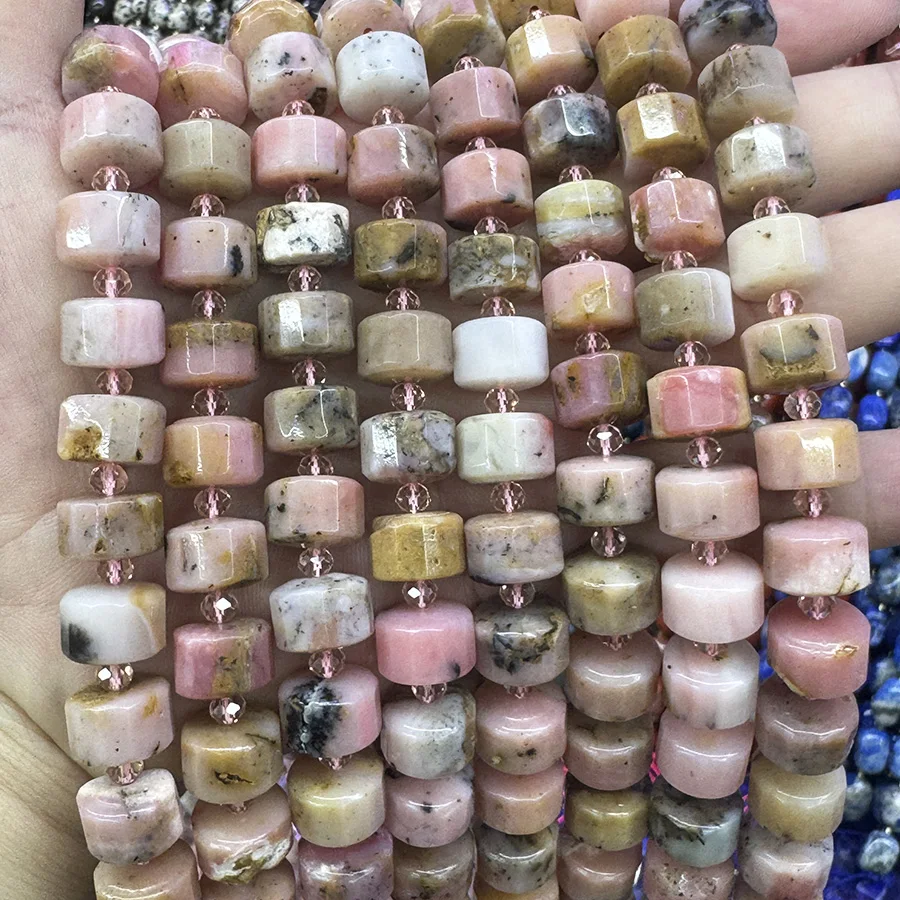 Natural Pink Australian Gemstone Cylindrical Section Beads Cake Stone Loose Spacer For Jewelry Making DIY Necklace Bracelet 15''