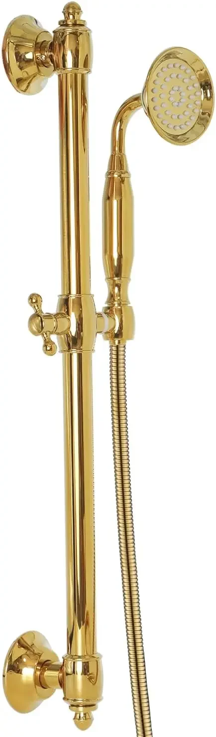 Shower Slide Bar with Handheld Shower Head Brass Adjustable Height Wall-mounted Retro Shower Head Holder with 59 inch Hose for B