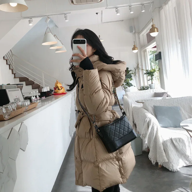 Schinteon Women Down Jacket with Hood Warm Autumn Winter Luxurious Slim Outwear White Duck Down Coat 2024 Fashion New