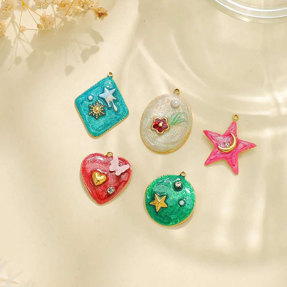 

2pcs Hot Ocean Starfish Pendant Charms Love Heart Flower Stainless Steel Jewelry Pendant Connectors Diy Earrings Jewelry Making