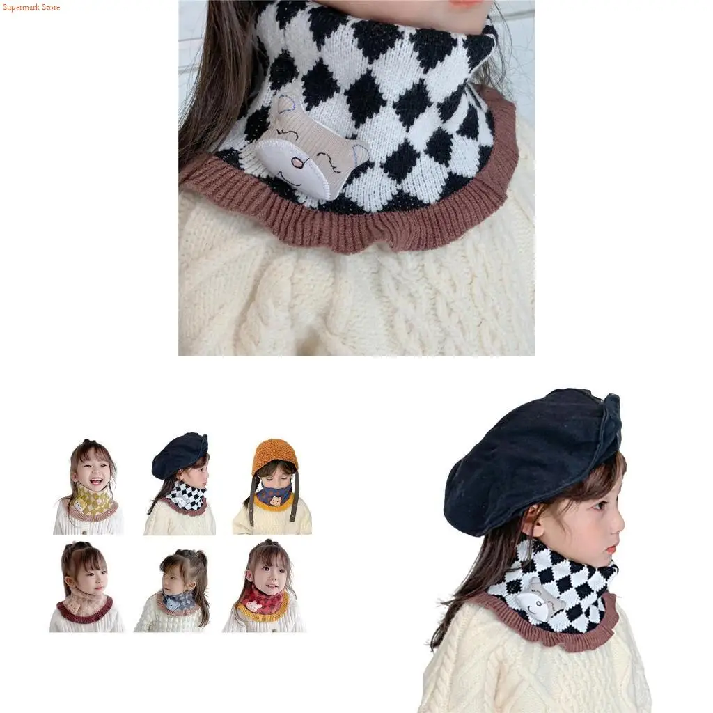 Q5WE Winter Collar Scarf Thick Knitted Neck Scarves Wrap Warmer Shawl for Girls Teens