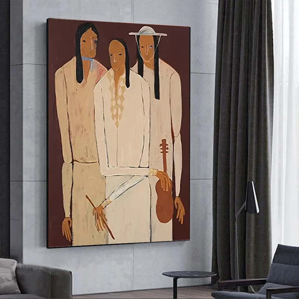 Large Abstract Canvas Mural Hand-Painted character Oil Painting Colored Latest Design Wall Art Picture Decor Home Living Room