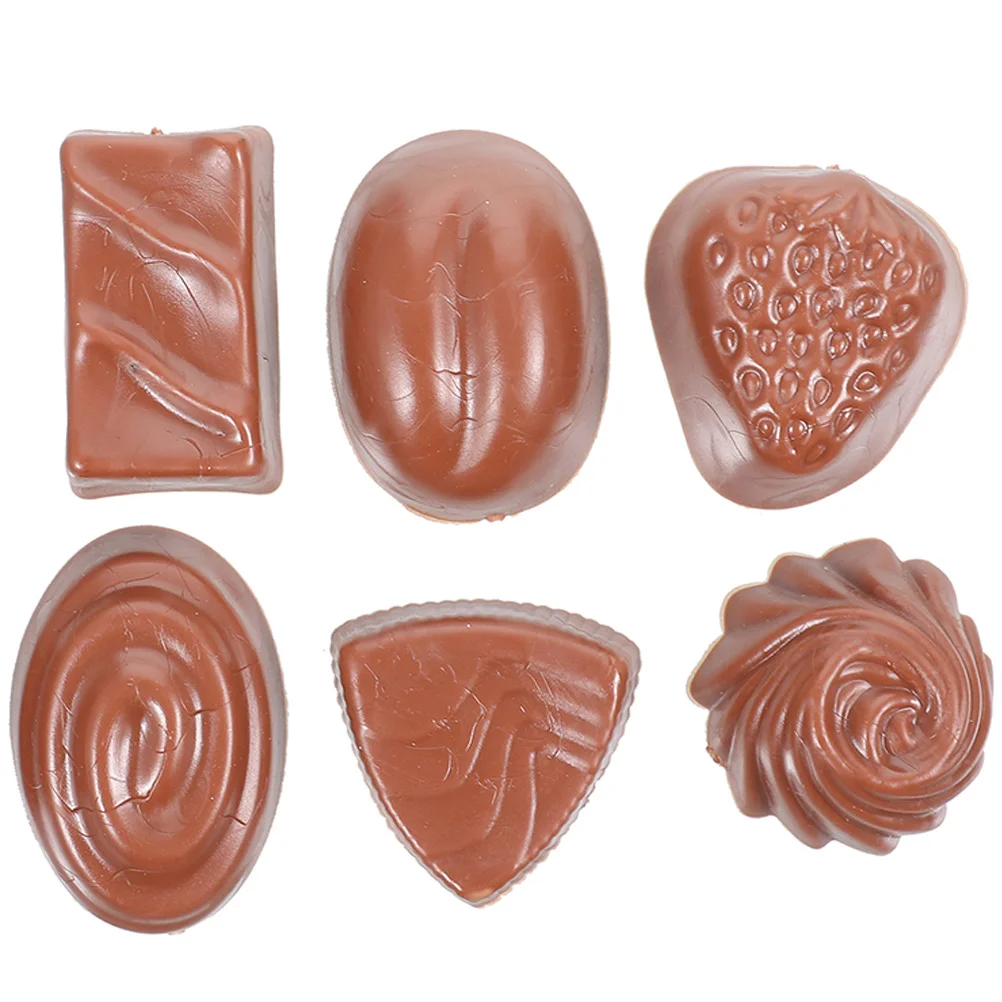 6 Pcs Cake Simulation Chocolate Child Fake Food Miniature Snacks Pvc Faux Dessert Props Simulated Model