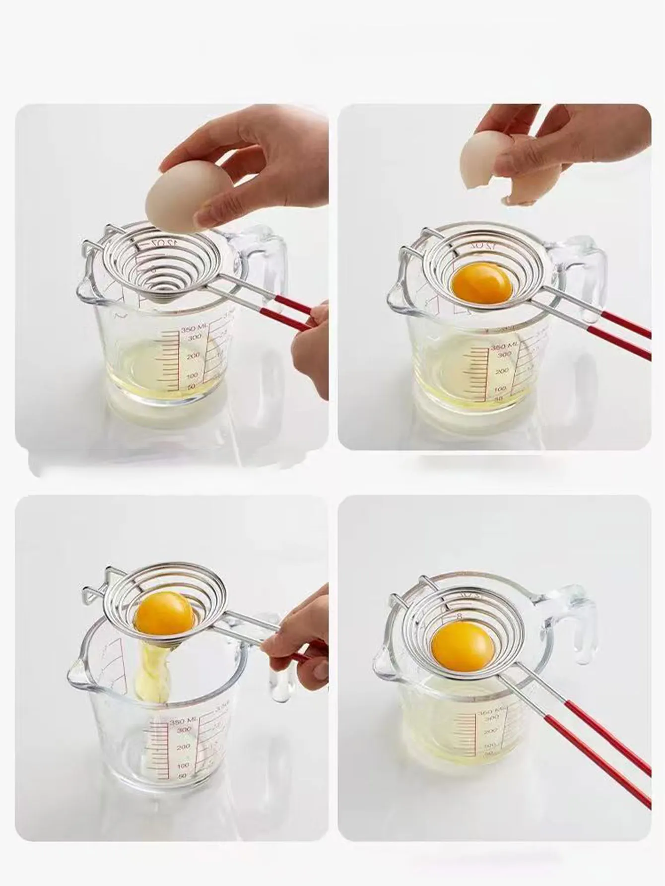 البيض الأبيض وفاصل صفار الفولاذ المقاوم للصدأ المنزلية البروتين والبيض فصل السائل تصفية فاصل البيض 1 قطعة #5